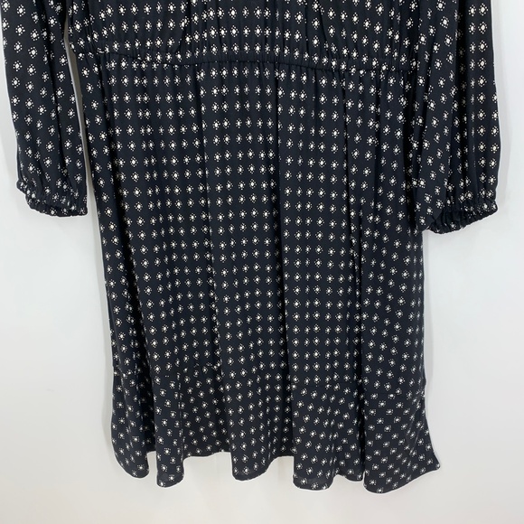 Old Navy Long Sleeve Waisted Black Printed Dress Sz L - Picture 4 of 10